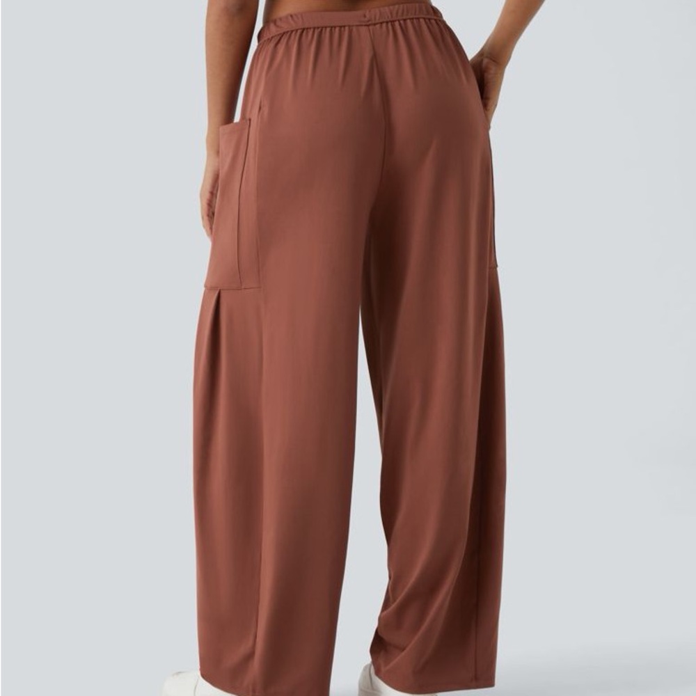 Halara Wide-Leg Drawstring Pants – Maple Syrup Br… - image 2